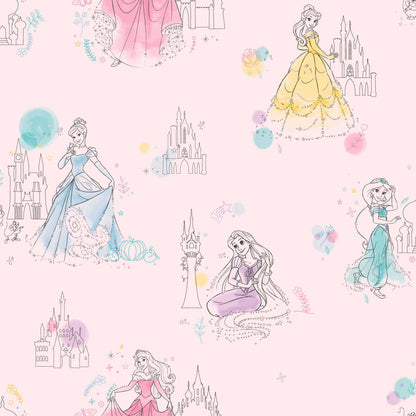York Wallcoverings Disney Kids Vol. 4 Disney Princess Pretty Elegant Pink Wallpaper  Children and Nursery Pinks   - DI0969