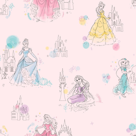 York Wallcoverings Disney Kids Vol. 4 Disney Princess Pretty Elegant Pink Wallpaper  Children and Nursery Pinks   - DI0969
