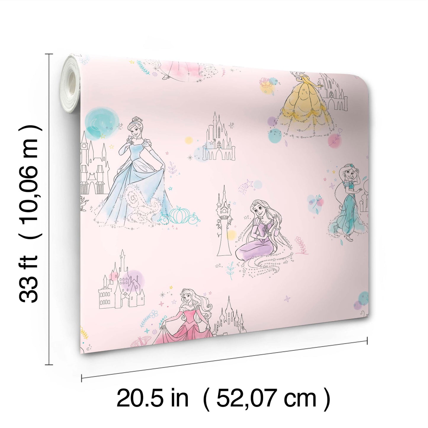 York Wallcoverings Disney Kids Vol. 4 Disney Princess Pretty Elegant Pink Wallpaper  Children and Nursery Pinks   - DI0969