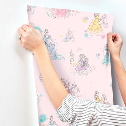 York Wallcoverings Disney Kids Vol. 4 Disney Princess Pretty Elegant Pink Wallpaper  Children and Nursery Pinks   - DI0969