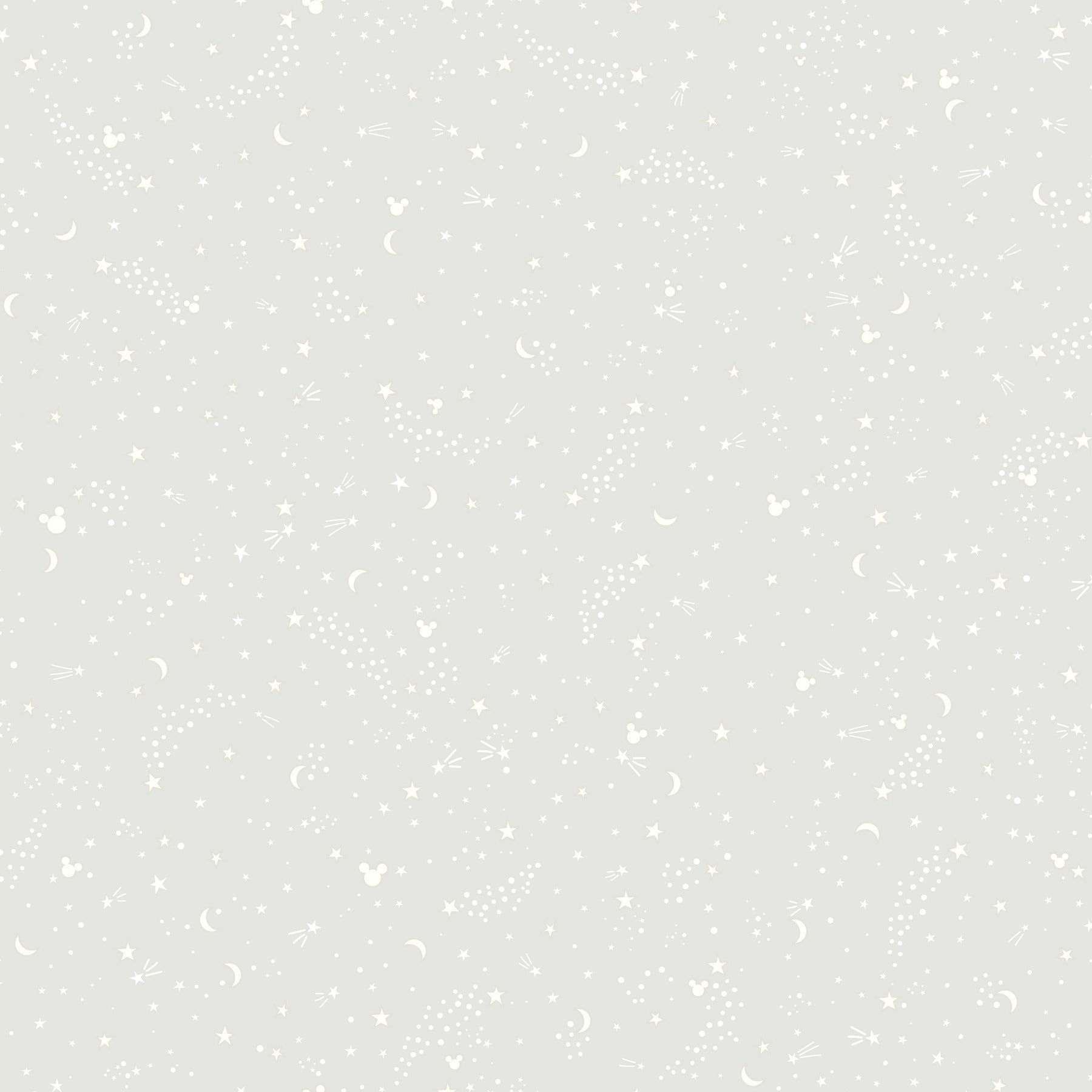 Soft light-grey background with a delicate white celestial pattern of stars and crescent moons.