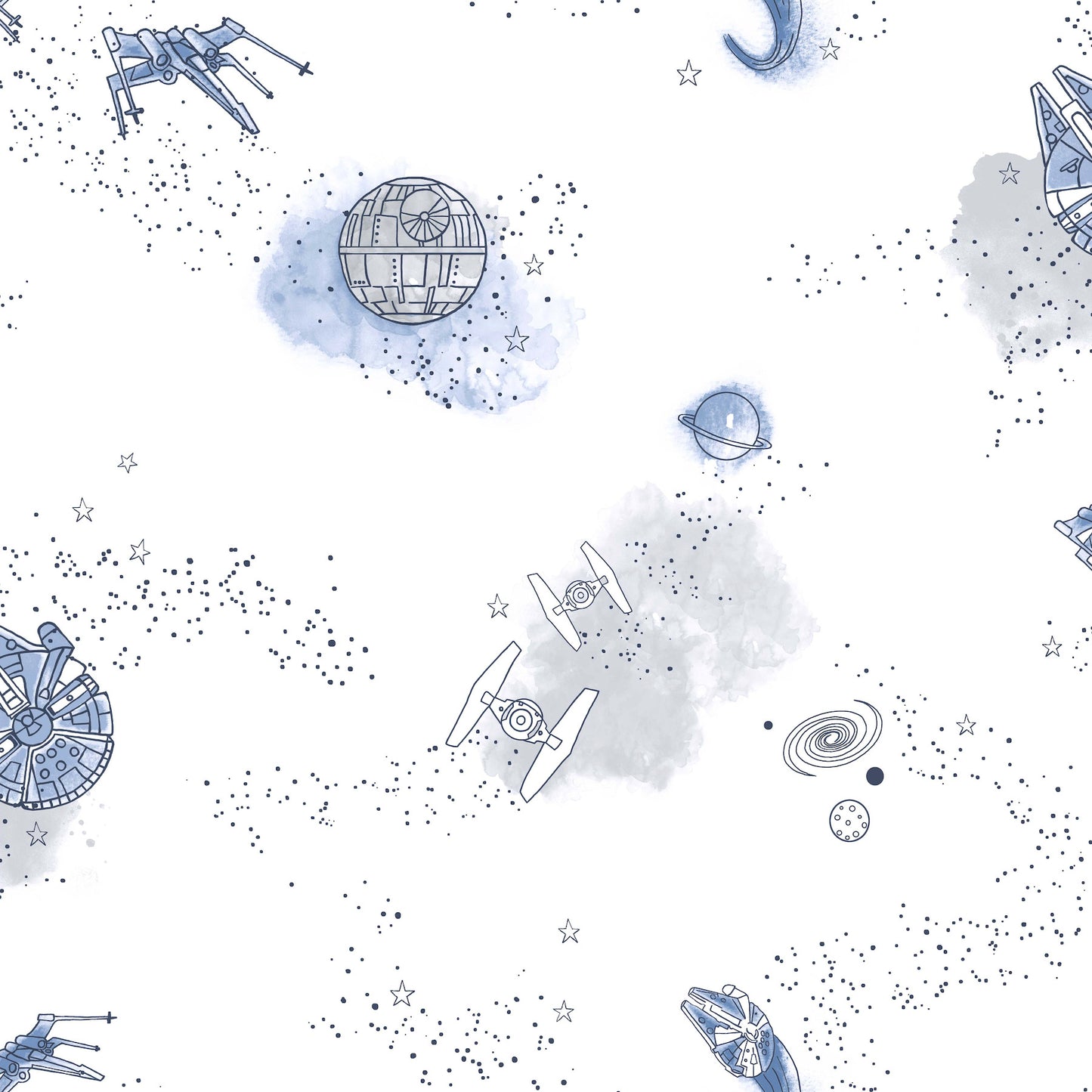 York Wallcoverings Candice Olson Natural Splendor Star Wars: Good Night Galaxy Blue Wallpaper  Children and Nursery Blues   - DI0998