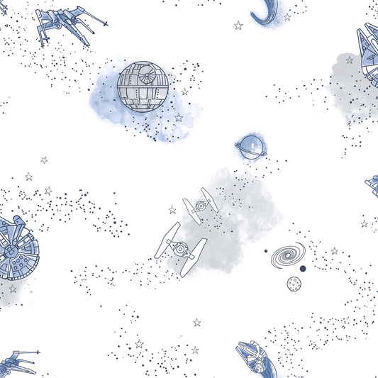 York Wallcoverings Candice Olson Natural Splendor Star Wars: Good Night Galaxy Blue Wallpaper  Children and Nursery Blues   - DI0998