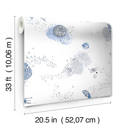 York Wallcoverings Candice Olson Natural Splendor Star Wars: Good Night Galaxy Blue Wallpaper  Children and Nursery Blues   - DI0998