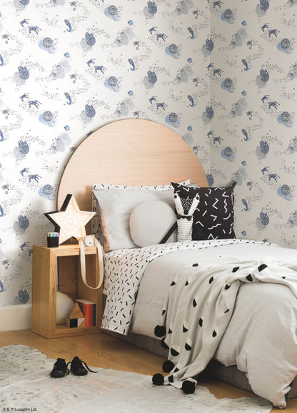 York Wallcoverings Candice Olson Natural Splendor Star Wars: Good Night Galaxy Blue Wallpaper  Children and Nursery Blues   - DI0998