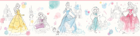 York Wallcoverings Candice Olson Natural Splendor Disney Princess Pretty Elegant Blue and Green Border  Children and Nursery Blues   - DI1021BD