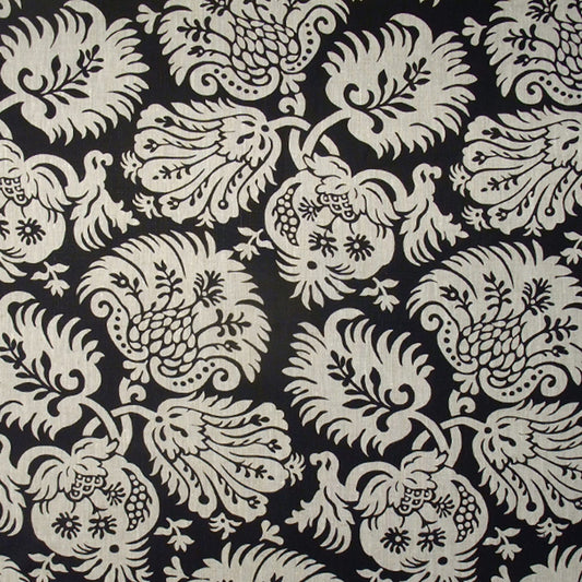 JF Fabrics DIABLO 99 Fabric Traditional,Transitional,Contemporary,Floral Black,Grey,Silver  Linen,Print,Linen Texture - 5074499 J6001