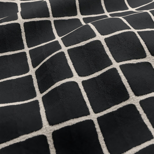 JF Fabrics  DIAMOND 98 Fabric Texture, Geometric Black, Cream  Velvet - 9753698 J9541