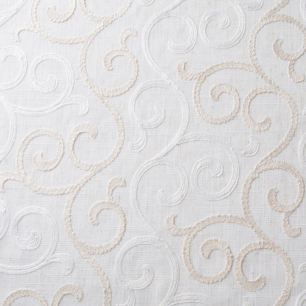 STOUT TEXTILES  DRAPERY,EMBROIDERIES TRANSITIONAL,, SCROLL VANILLA   - DIAN-1