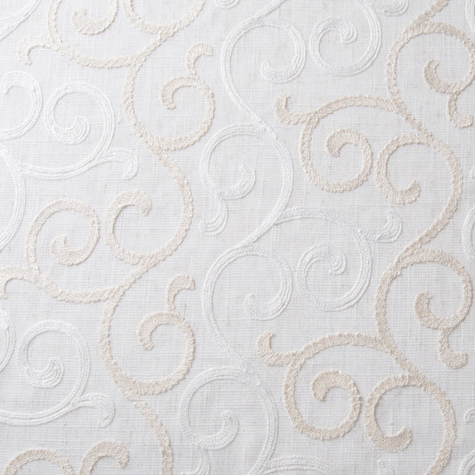 STOUT TEXTILES  DRAPERY,EMBROIDERIES TRANSITIONAL,, SCROLL VANILLA   - DIAN-1