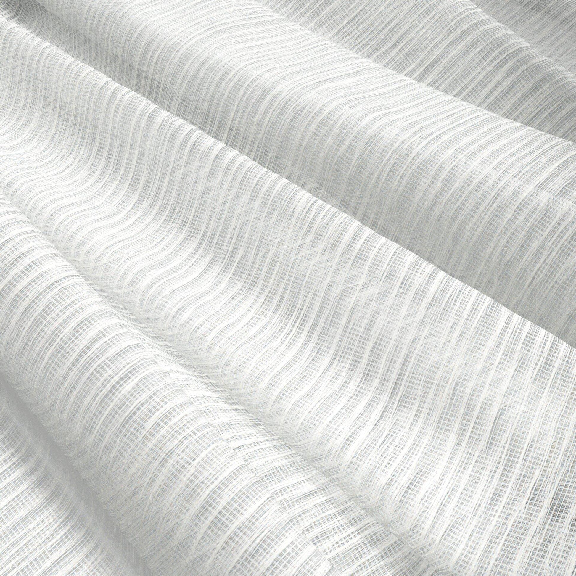 Ivory sheer fabric with a subtle ribbed texture and soft drape, airy weave; wide width and double width.