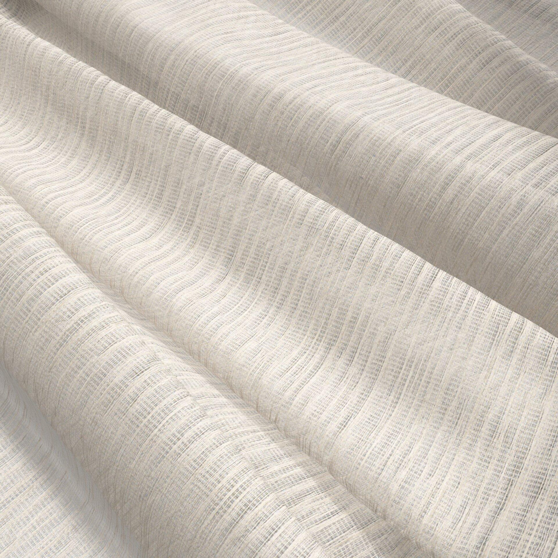Cream ribbed linen-like fabric with soft drape and subtle vertical texture.
