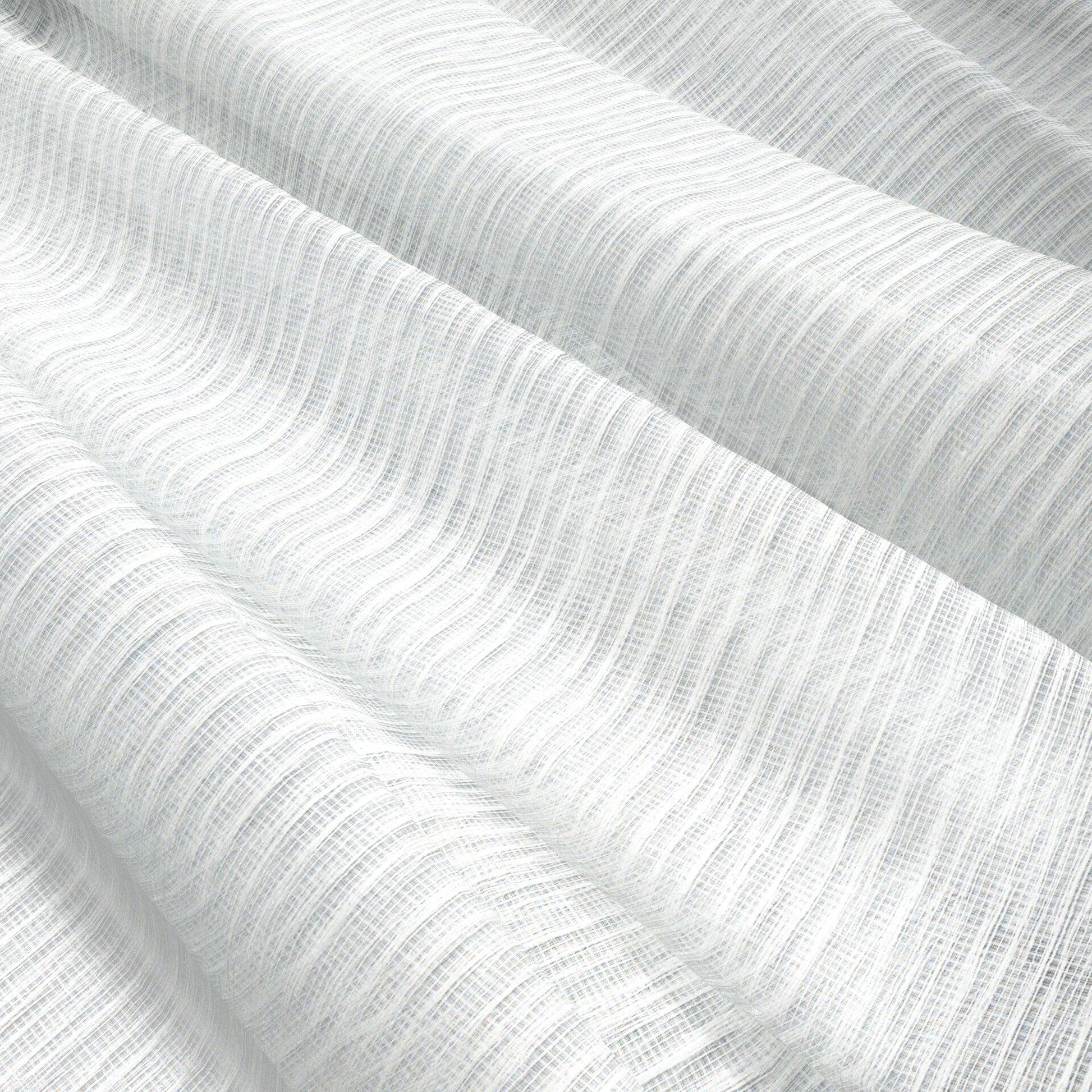 Pearl-white sheer fabric with subtle strie texture and soft drape; wide width.