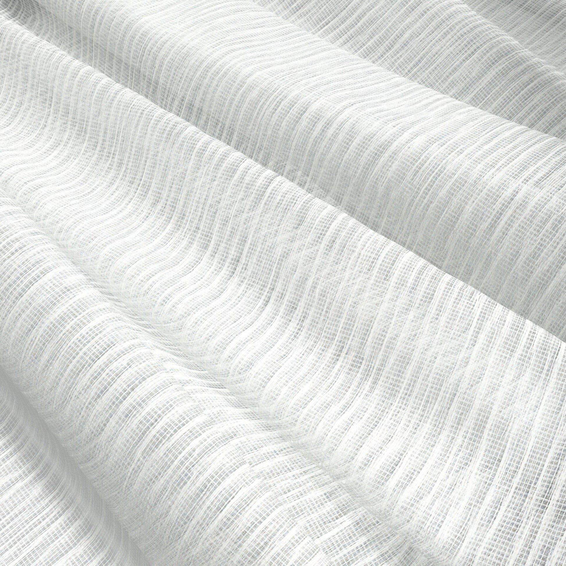 Ivory ribbed fabric with soft folds and an airy linen-like texture.