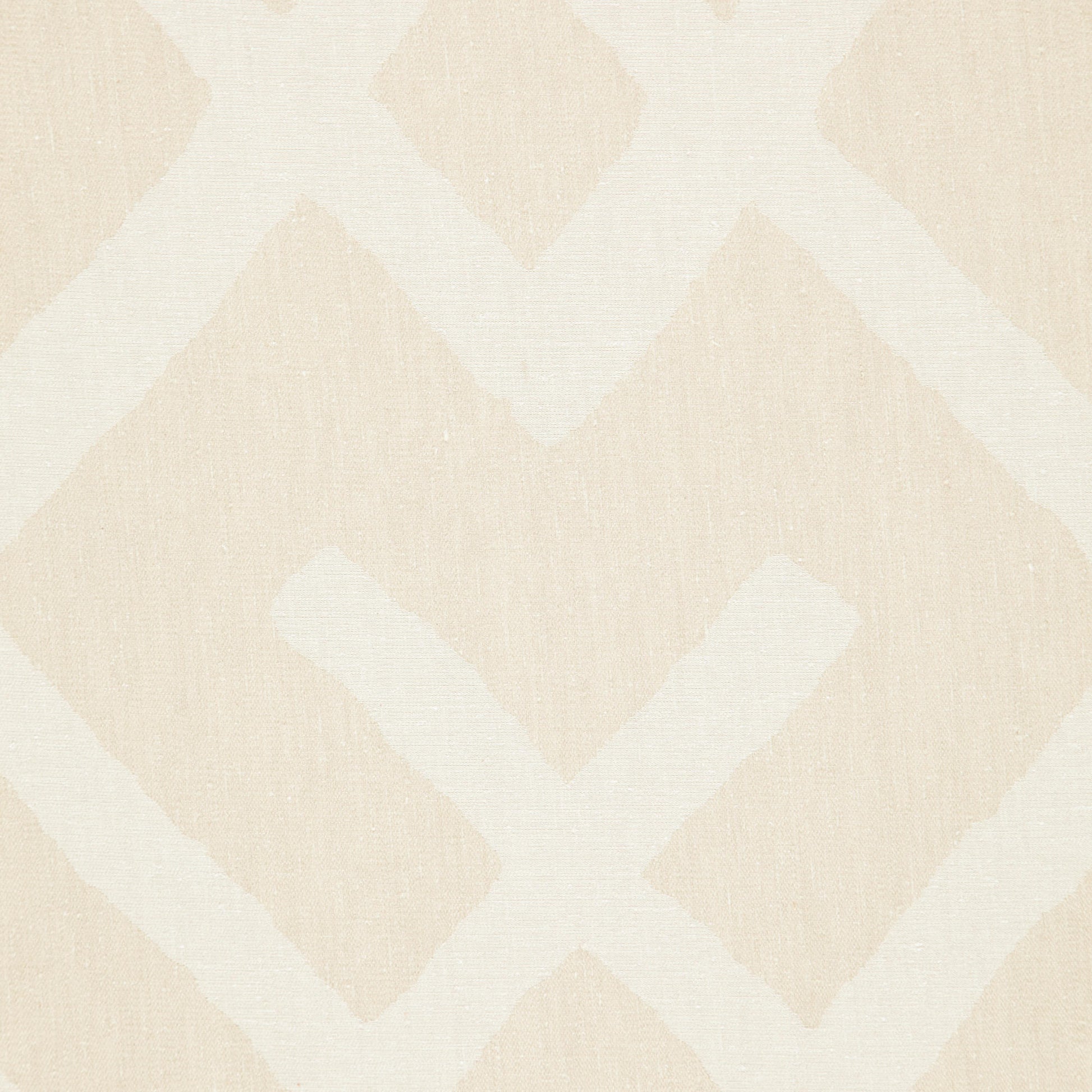 Beige woven fabric with cream diamond/chevron geometric pattern; textured, versatile home decor textile.