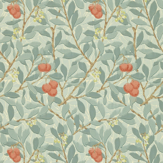 MORRIS & CO Arbutus Wallpaper Leaves , Trees Blue,Pink  Surface- Printed Wallpaper - DJA1A7102