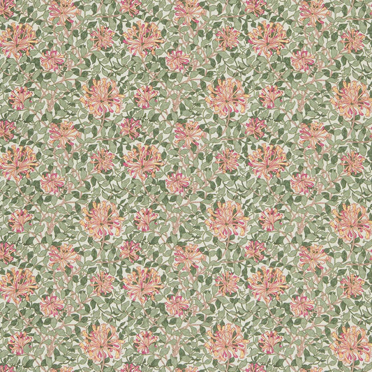 MORRIS & CO Honeysuckle Fabric Leaves , Trees Chalk,Yellow   - DJA1HS201