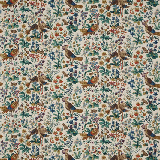 SANDERSON Cluny Fabric Birds Cream,Brown,Multi   - DKH16C201