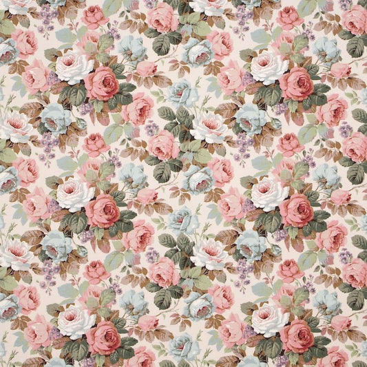 SANDERSON Chelsea Fabric Classic Floral Ivory,Duck Egg   - DKH1C2205