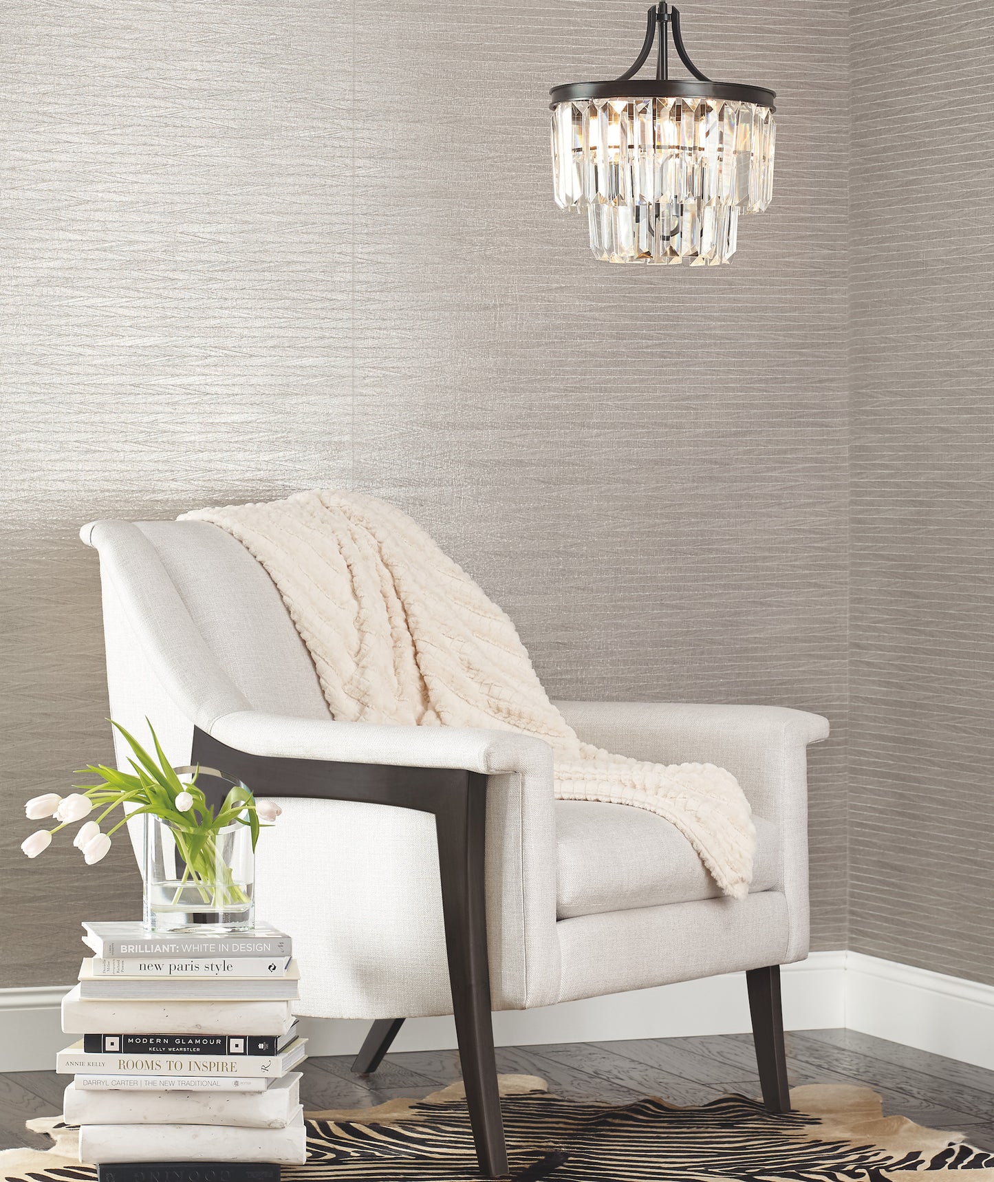 York Wallcoverings Candice Olson Natural Splendor Lombard Dark Silver Wallpaper  Grasscloth Greys   - DL2912