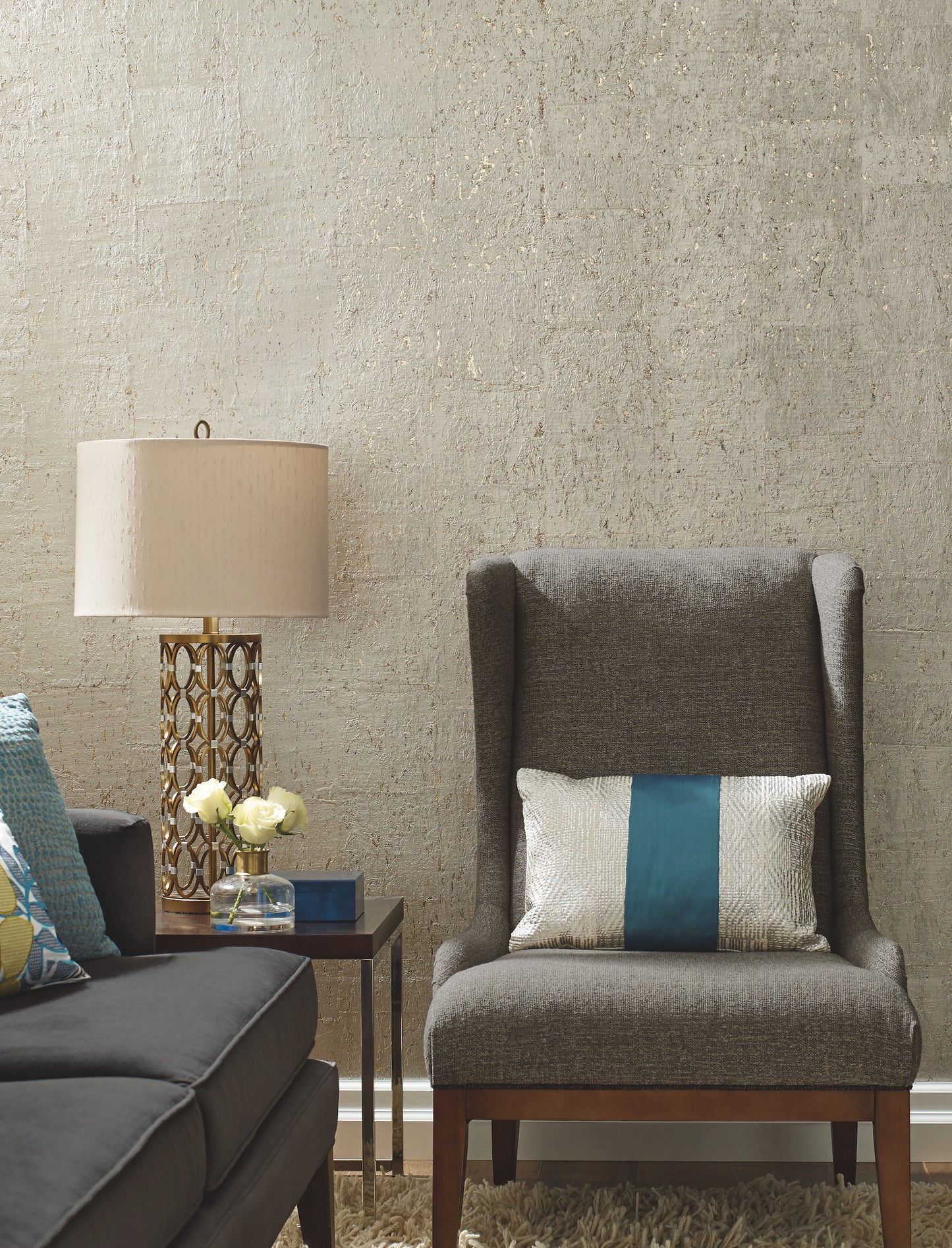 York Wallcoverings Candice Olson Natural Splendor Cork Warm Silver Wallpaper   Greys   - DL2963