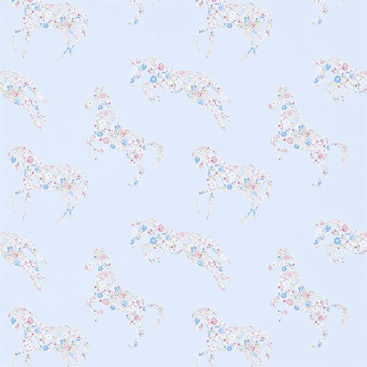 SANDERSON OUTLET Pretty Ponies Wallpaper Kids Chintz,Blue   - DLIT214035