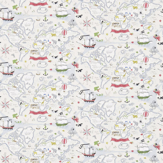 SANDERSON Treasure Map Wallpaper Kids Vanilla,Multi  Gravure - Wide Width Printed Wallpaper - DLIT214040