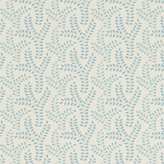 SANDERSON Yarton Wallpaper Leaves , Trees Cornflower Blue  Gravure Printed Wallpaper - DLMW216886