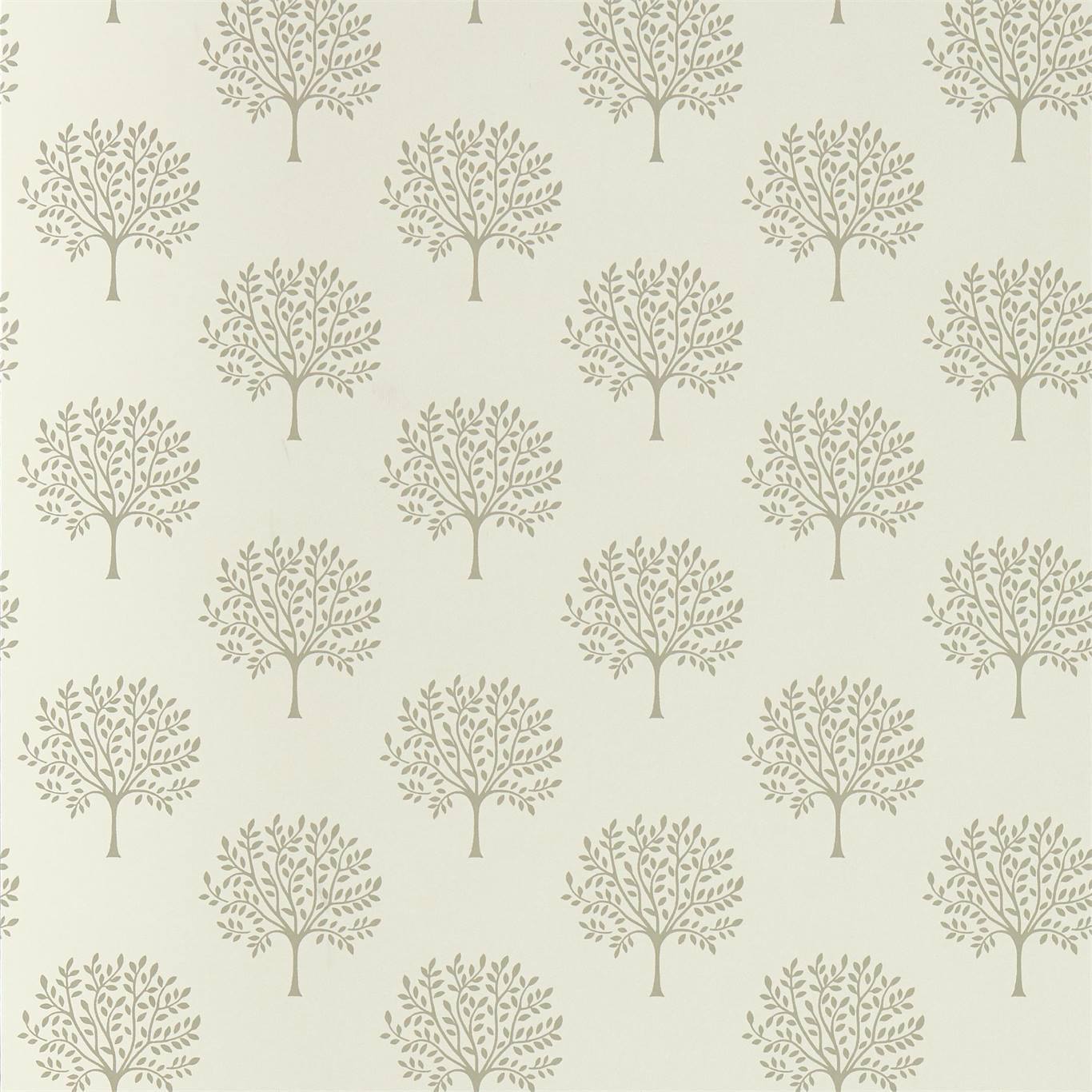 Cream wallpaper with a repeating beige tree silhouette pattern for a vintage nature-inspired look