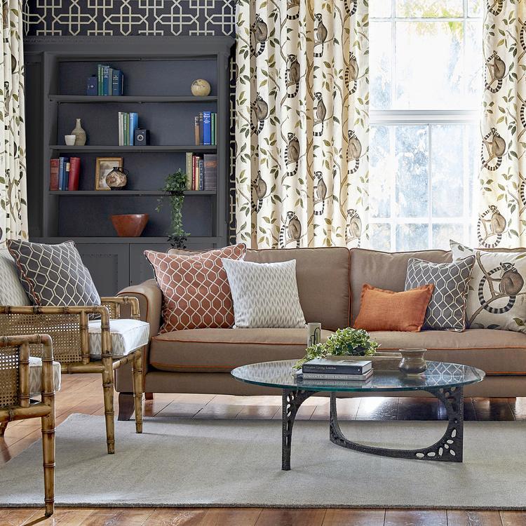 SANDERSON Botanic Trellis Fabric Geometric Bengal Red   - DLNC236788