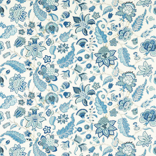 SANDERSON Newnham Courtney Fabric Classic Floral Indigo   - DLUM226936