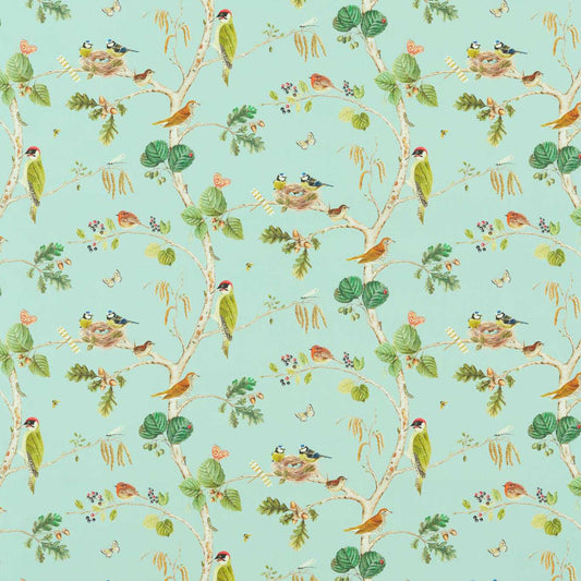 SANDERSON Woodland Chorus Fabric Birds Sky Blue,Multi   - DLUM226937