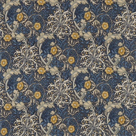 MORRIS & CO Morris Seaweed Fabric Contemporary, Floral Ink,Woad   - DM3P224470