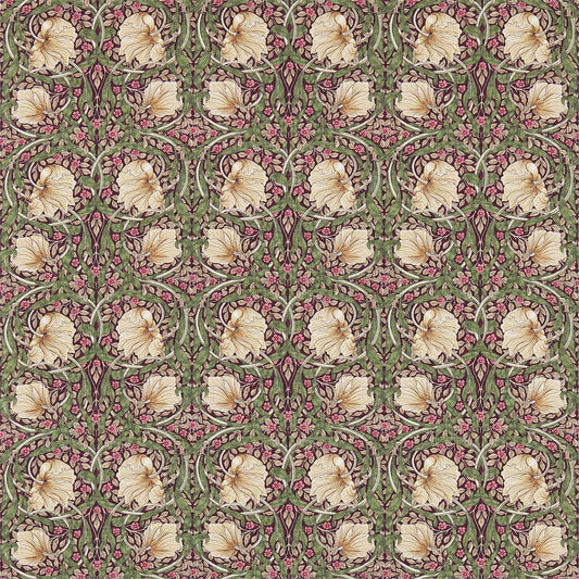 MORRIS & CO Pimpernel Fabric Contemporary, Floral Aubergin,Olive   - DM3P224491