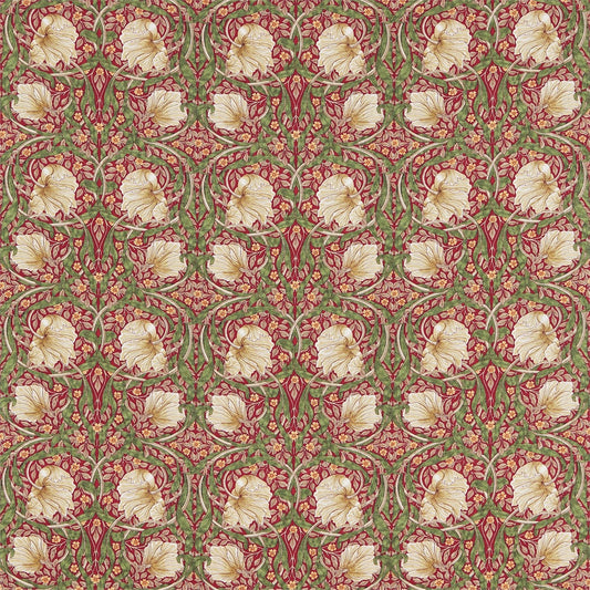 MORRIS & CO Pimpernel Fabric Contemporary, Floral Red,Thyme   - DM3P224493