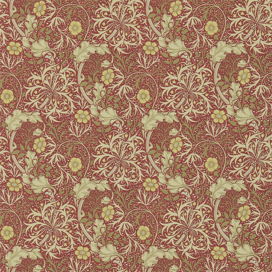 MORRIS & CO Morris Seaweed Wallpaper Contemporary, Floral Red,Gold  Surflex-Printed Wallpaper - DM3W214712