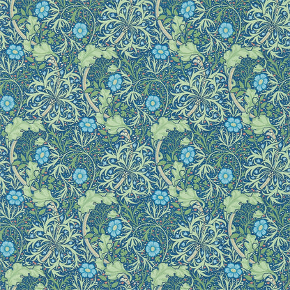 MORRIS & CO Morris Seaweed Wallpaper Contemporary, Floral Cobalt,Thyme  Surflex-Printed Wallpaper - DM3W214713
