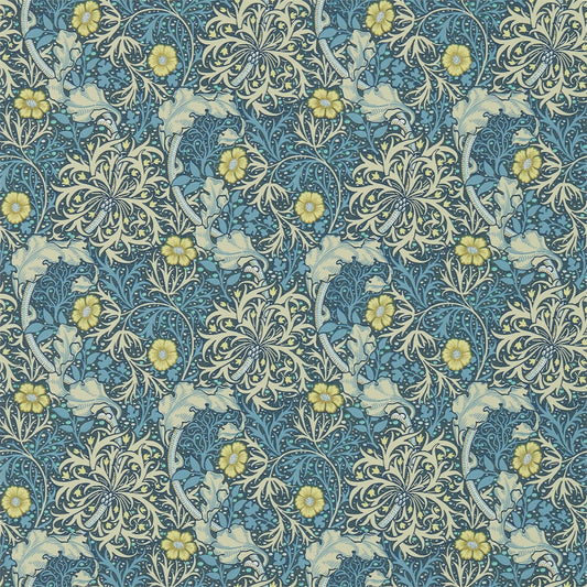 MORRIS & CO Morris Seaweed Wallpaper Contemporary, Floral Ink,Woad  Surflex-Printed Wallpaper - DM3W214714