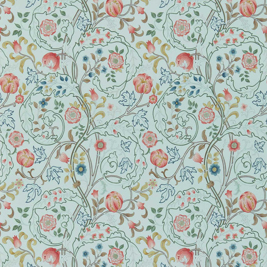 MORRIS & CO Mary Isobel Wallpaper Contemporary, Floral Silk Blue,Pink  Gravure Printed Wallpaper - DM3W214731