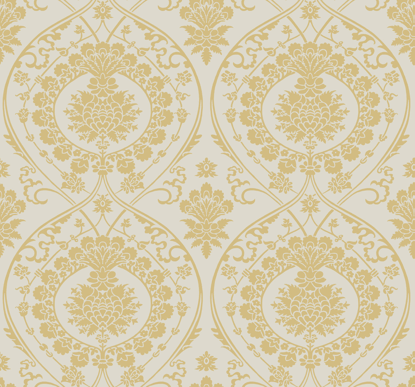 York Wallcoverings Damask Resource Library Imperial Damask Off White and Gold Wallpaper  Damasks Whites and Off-Whites   - DM4903