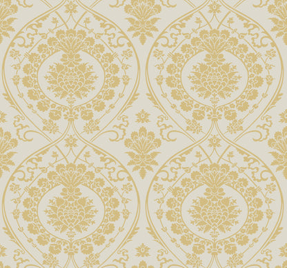 York Wallcoverings Damask Resource Library Imperial Damask Off White and Gold Wallpaper  Damasks Whites and Off-Whites   - DM4903