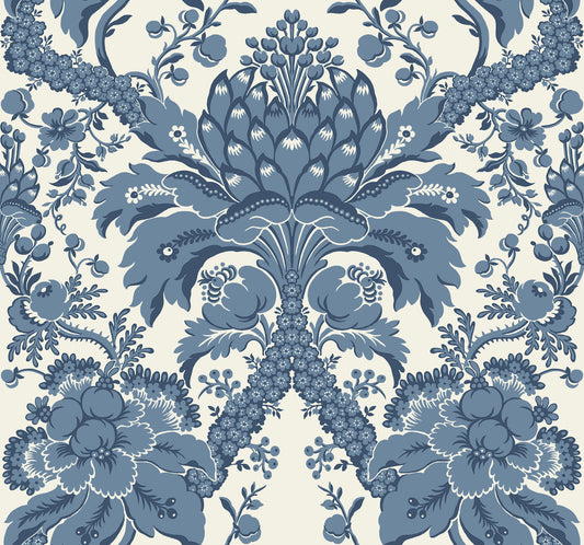 York Wallcoverings Damask Resource Library French Artichoke Dam Blue Wallpaper  Damasks Blues   - DM4951