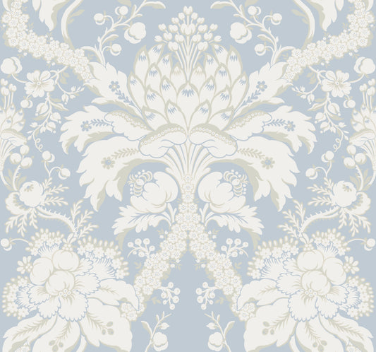 York Wallcoverings Damask Resource Library French Artichoke Dam Blue Wallpaper  Damasks Blues   - DM4955