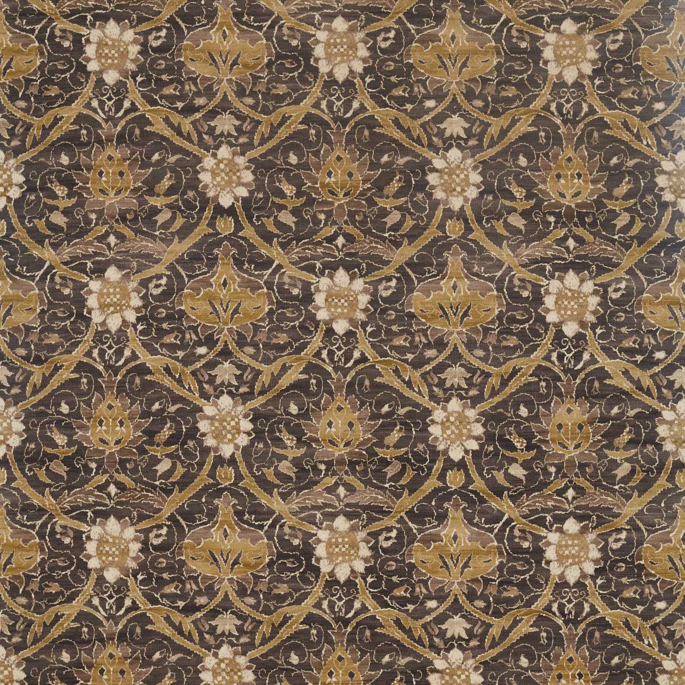 MORRIS & CO Montreal Fabric Classic Floral Charcoal,Mustard   - DM4U226419
