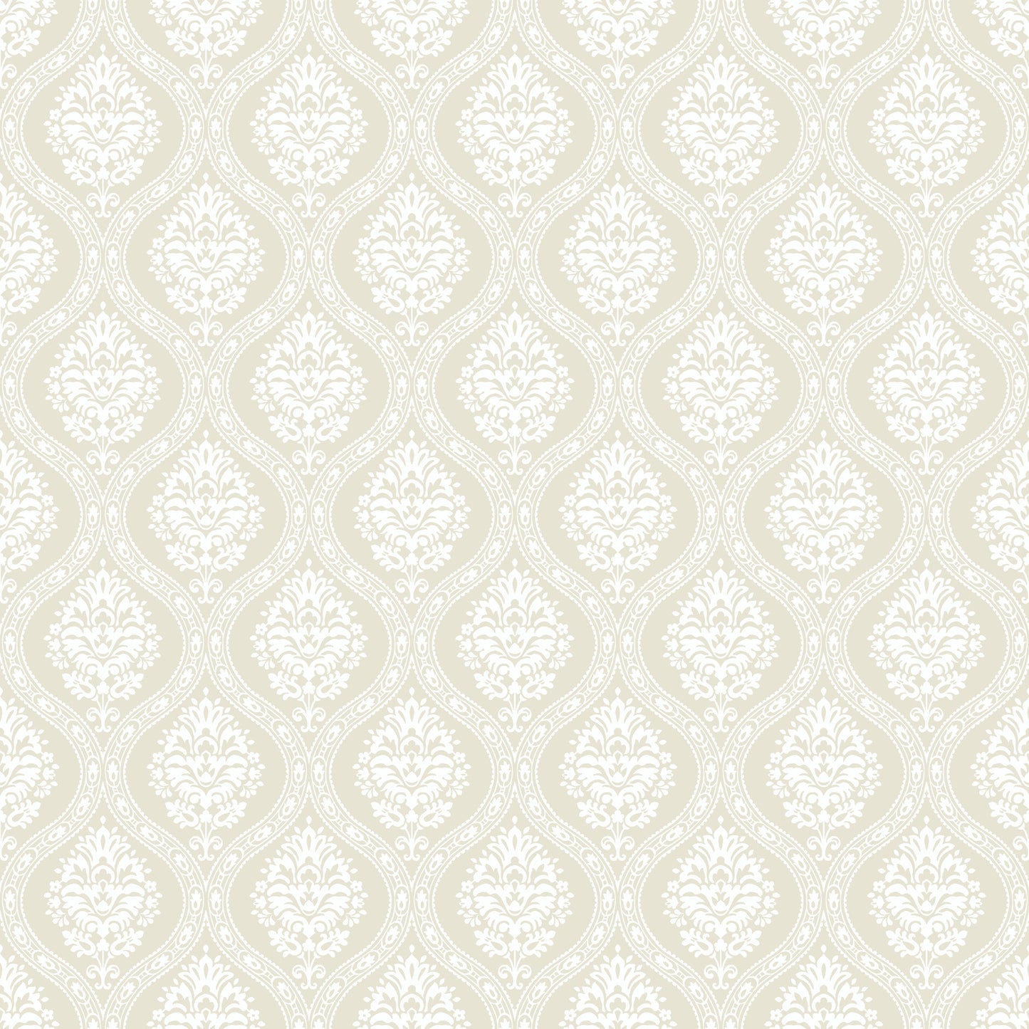 York Wallcoverings Beige and Neutrals Petite Ogee Beige Wallpaper  Damasks Neutrals   - DM5025