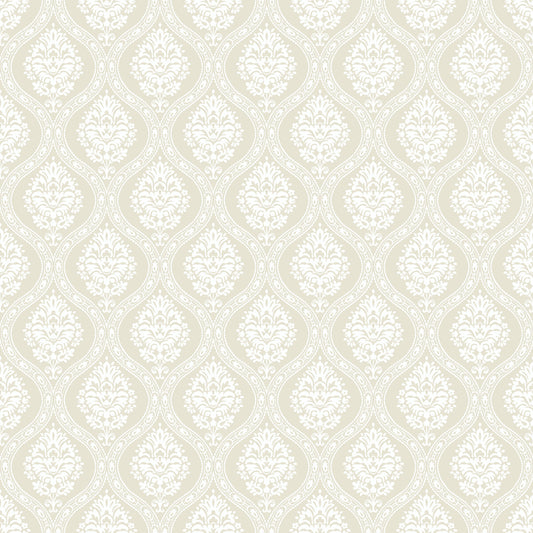 York Wallcoverings Beige and Neutrals Petite Ogee Beige Wallpaper  Damasks Neutrals   - DM5025