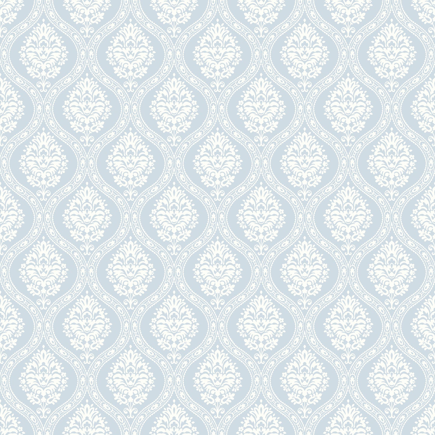 York Wallcoverings Blues II Petite Ogee Blue Wallpaper  Damasks Blues   - DM5026