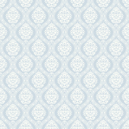 York Wallcoverings Blues II Petite Ogee Blue Wallpaper  Damasks Blues   - DM5026