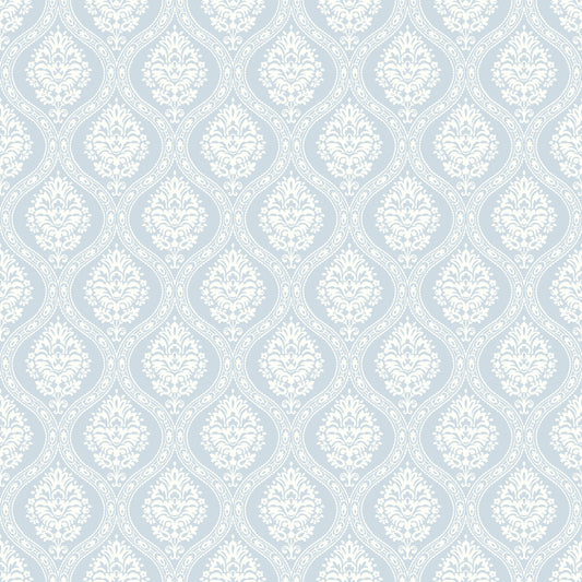 York Wallcoverings Blues II Petite Ogee Blue Wallpaper  Damasks Blues   - DM5026