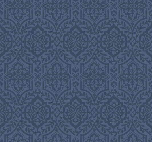 York Wallcoverings Best Sellers Cathedral Damask Blue Wallpaper  Damasks Blues   - DM5037